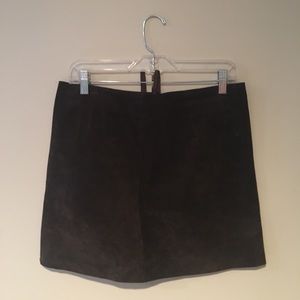 Genuine leather and shade brown skirt